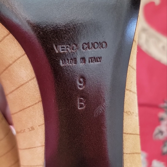 ST JOHN Tan Suede Brown Leather Bow Pumps made in Italy - Picture 8 of 9
